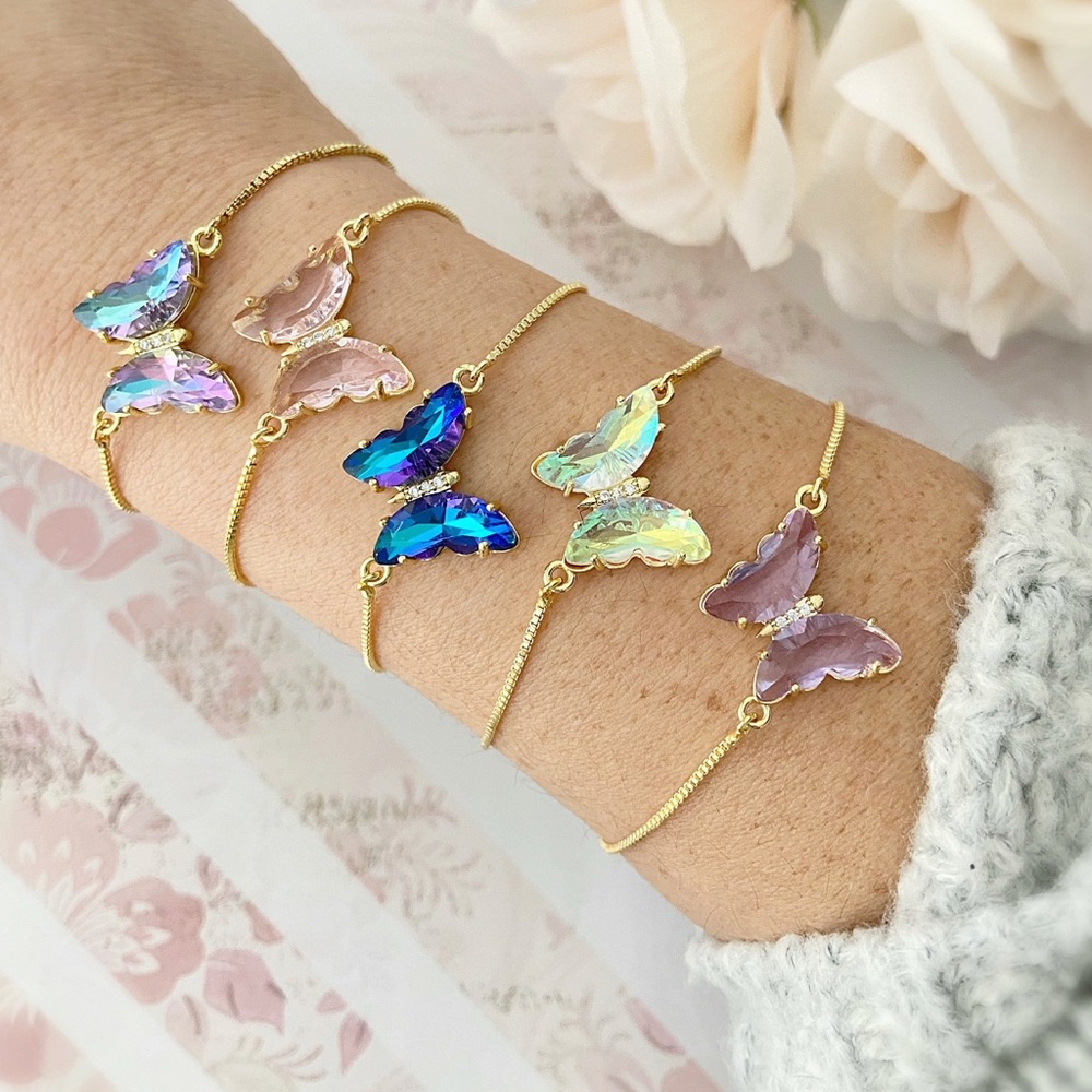 Crystal Butterfly Gold Adjustable Bracelet